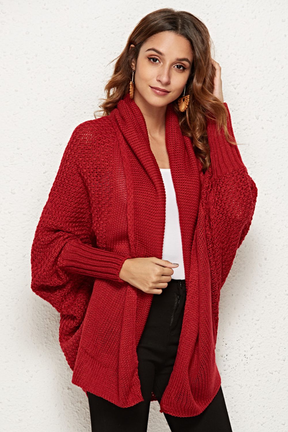 Open Front Dolman Sleeve Longline Cardigan-Angel Casuals