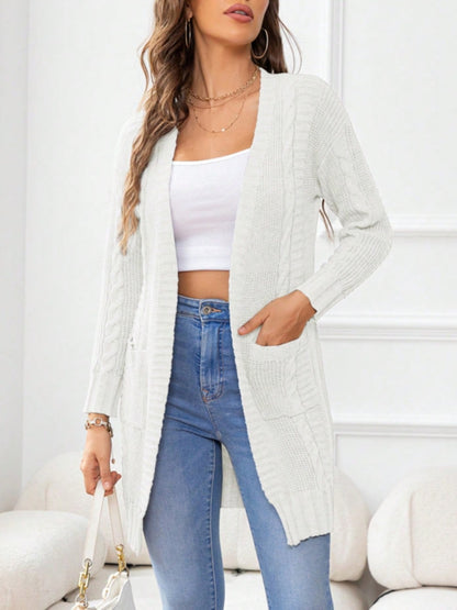 Open Front Long Sleeve Cardigan-Angel Casuals