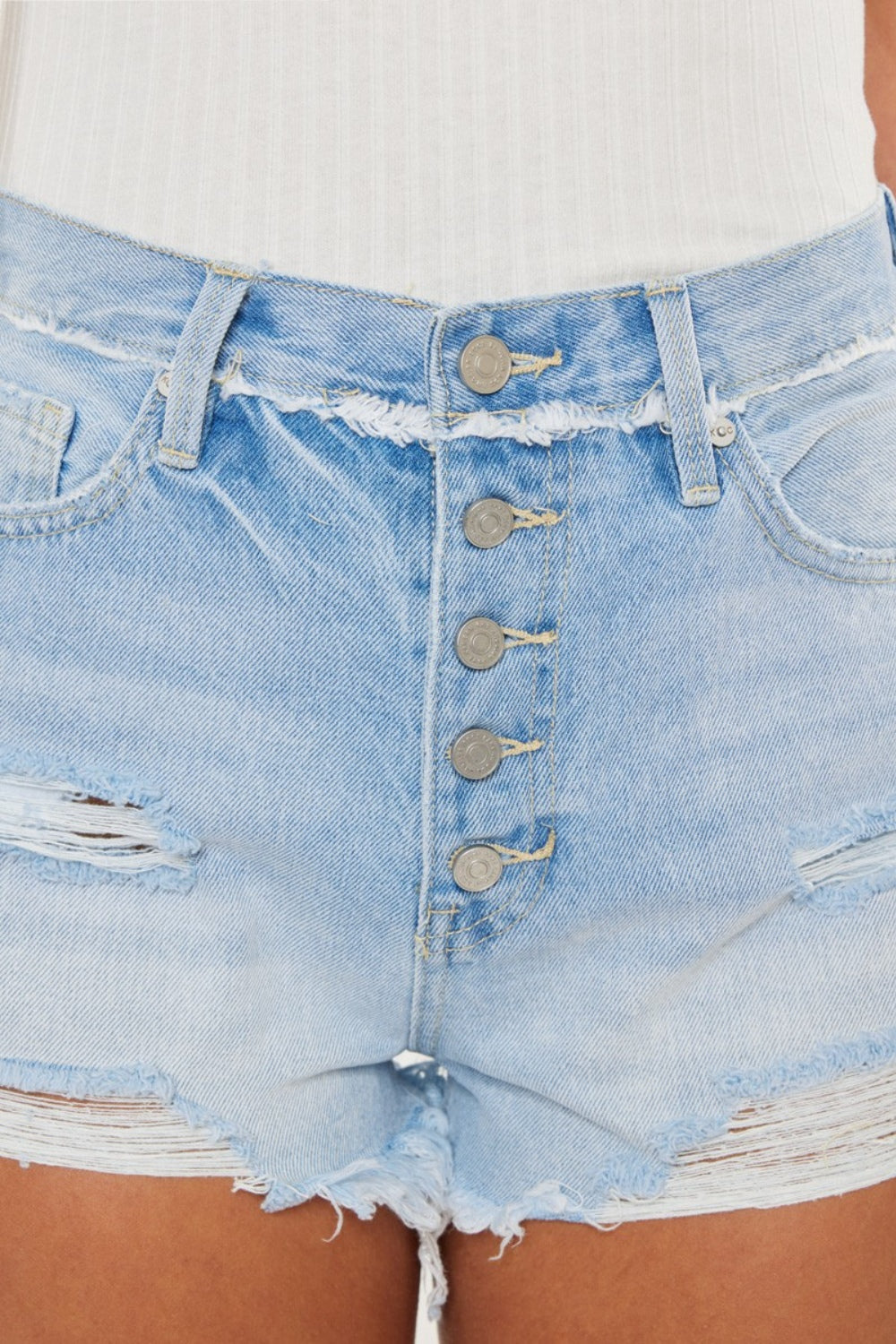 Kancan Distressed Button Fly Denim Shorts-Angel Casuals