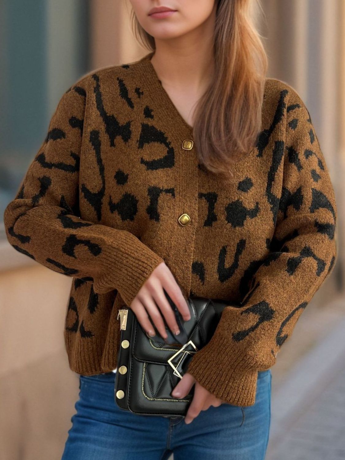 Leopard V-Neck Button Up Cardigan-Angel Casuals