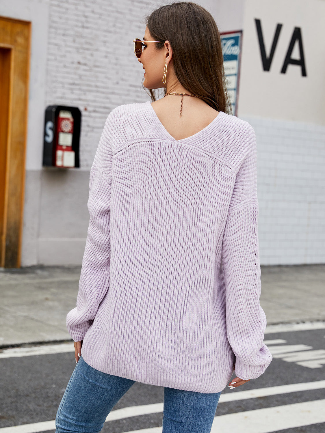 V-Neck Rib-Knit Top-Angel Casuals