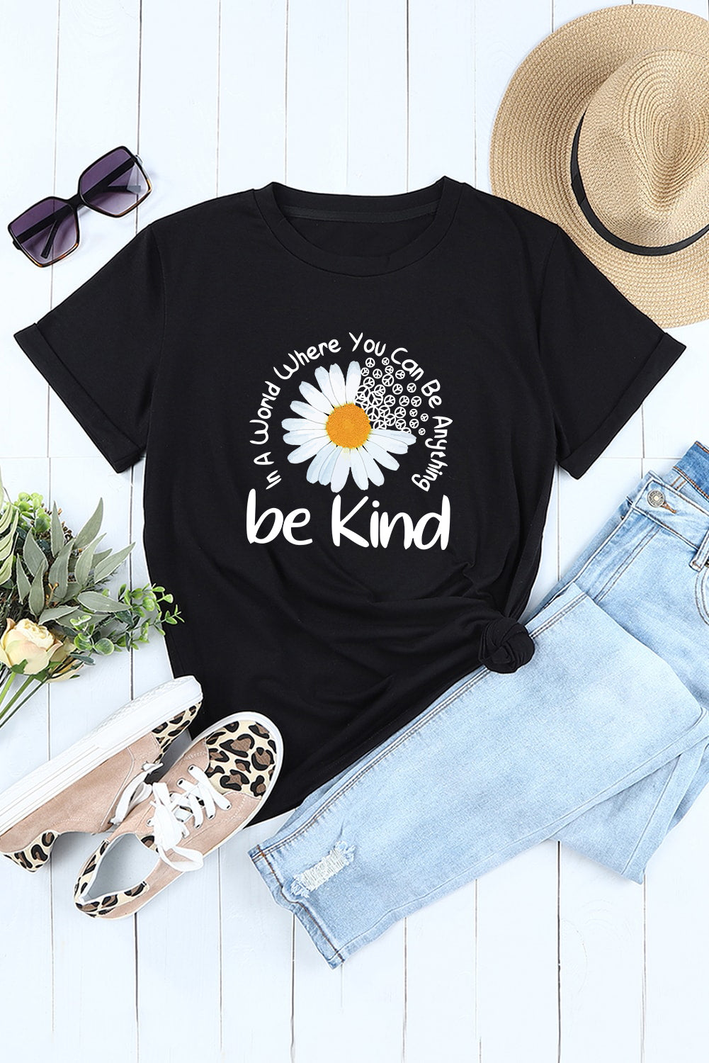 Graphic Round Neck Short Sleeve T-Shirt-Angel Casuals