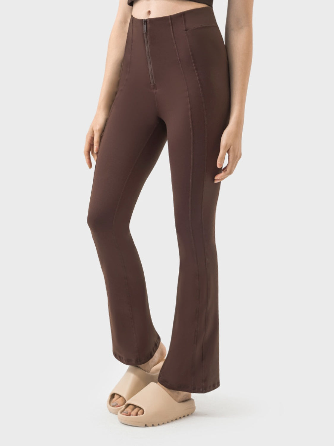 Zipper Detail High Waist Active Pants-Angel Casuals