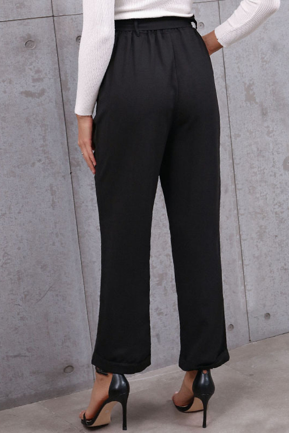 Belted Paperbag Waist Pants-Angel Casuals