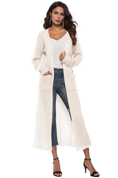 Long Sleeve Open Front Buttoned Cardigan-Angel Casuals