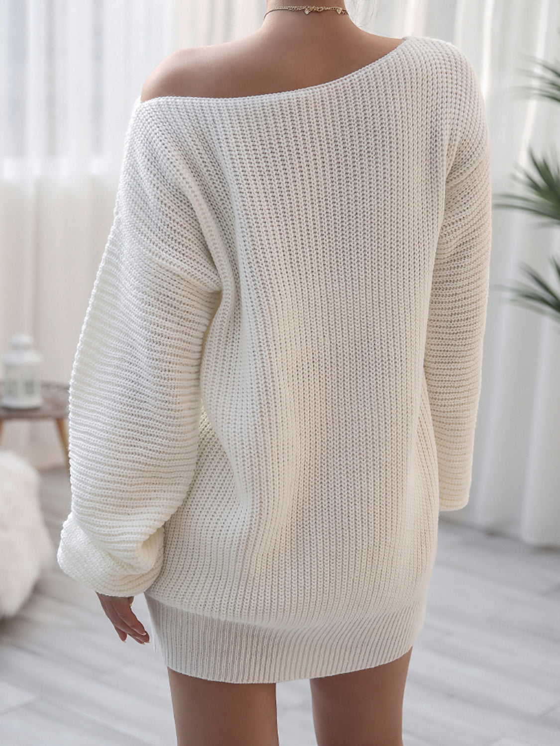 Rib-Knit Mini Sweater Dress-Angel Casuals