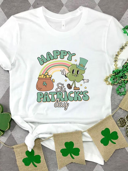 HAPPY ST PATRICK'S DAY Round Neck T-Shirt-Angel Casuals