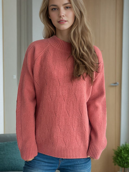 Mock Neck Long Sleeve Sweater-Angel Casuals