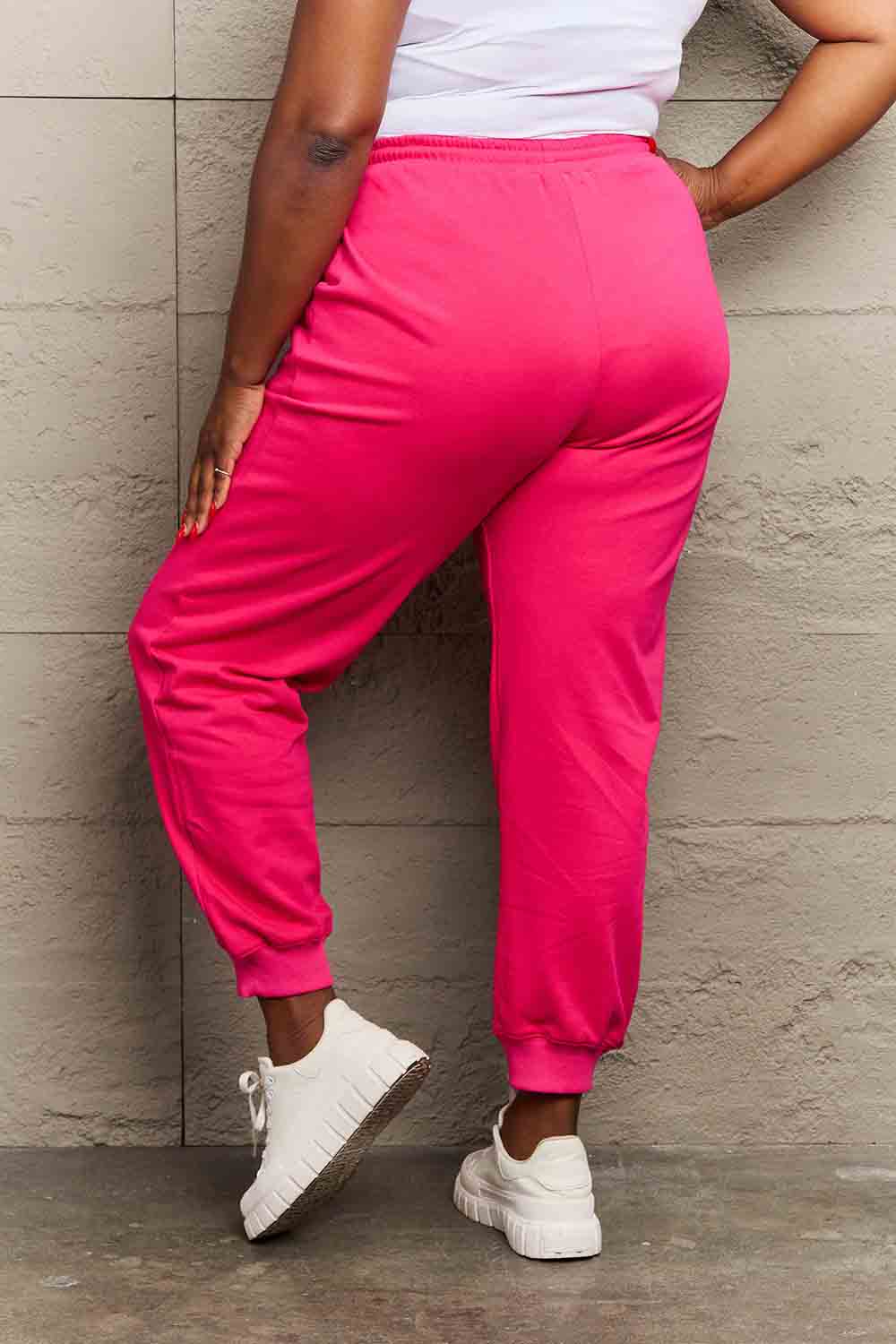 Simply Love Full Size PINK Graphic Sweatpants-Angel Casuals