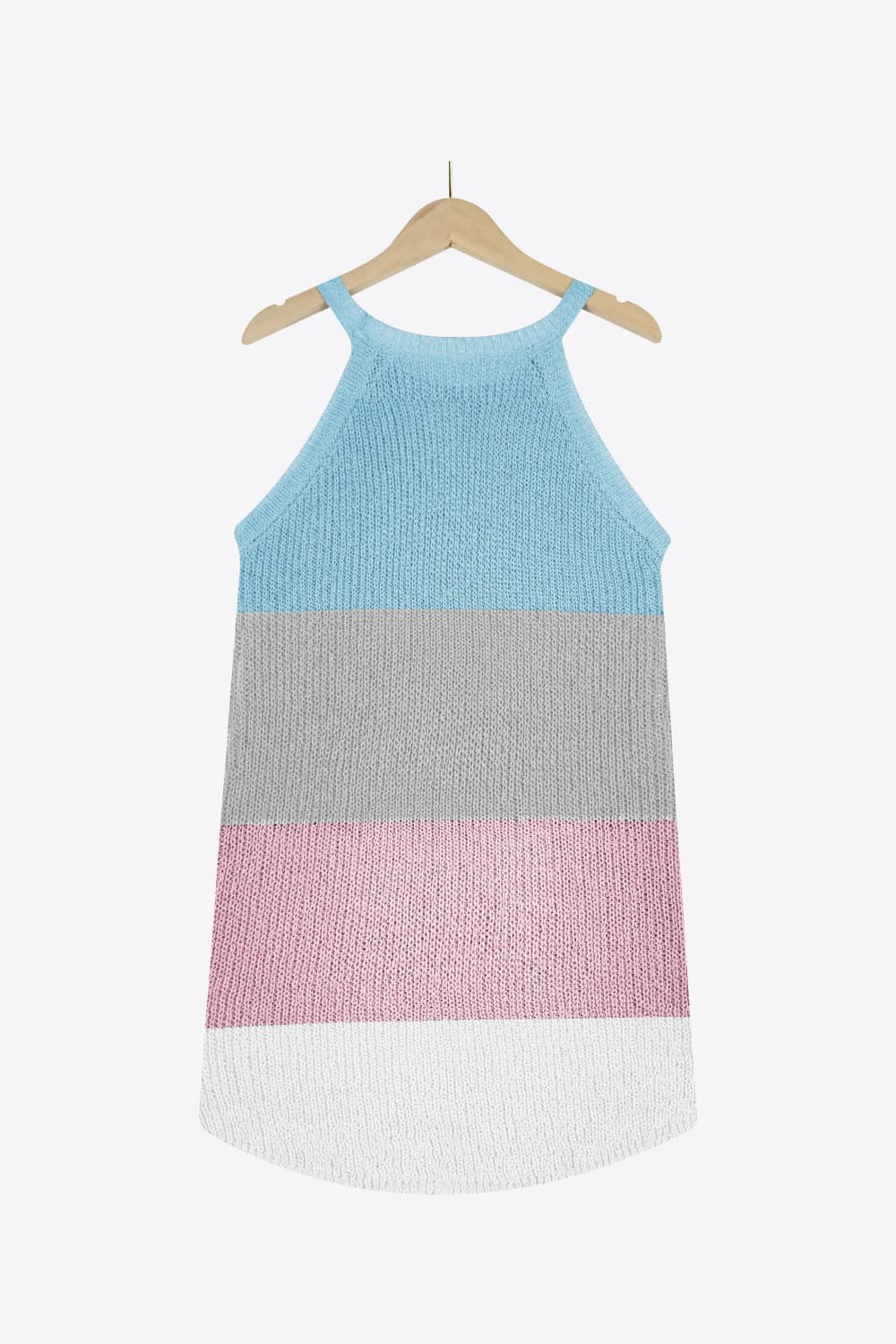 Color Block Round Neck Sleeveless Knit Top-Angel Casuals