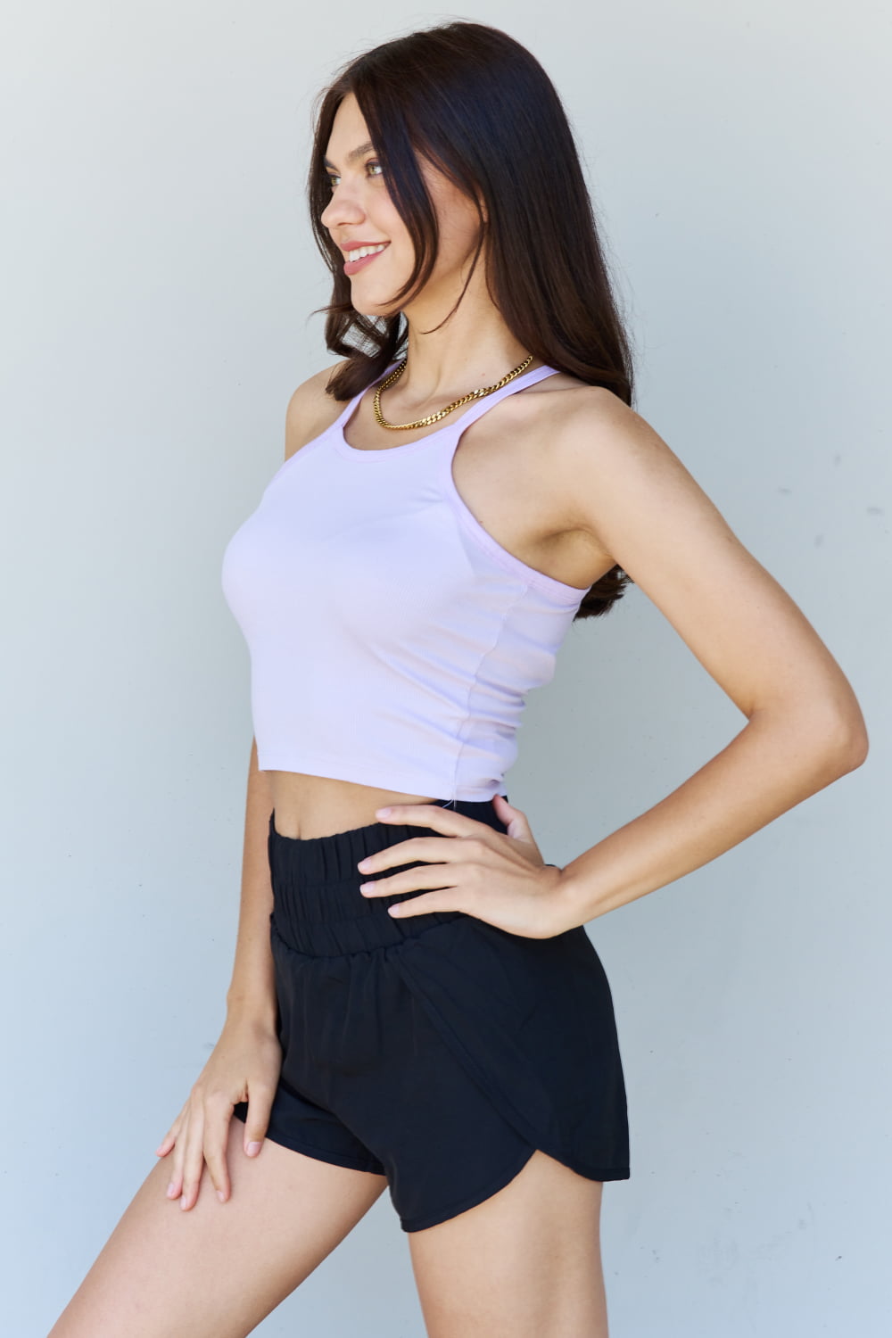 Ninexis Everyday Staple Soft Modal Short Strap Ribbed Tank Top in Lavender-Angel Casuals