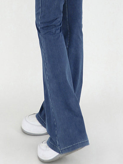 Wide Waistband Bootcut Jeans with Pockets-Angel Casuals