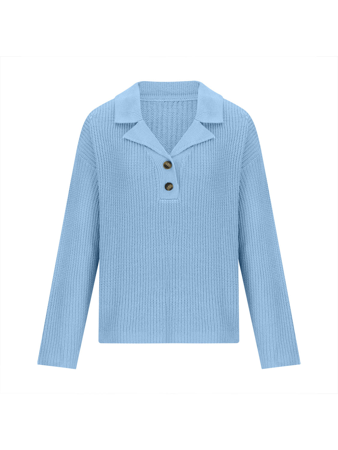 Collared Neck Half Button Knit Top-Angel Casuals