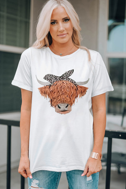 Animal Graphic Round Neck T-Shirt-Angel Casuals