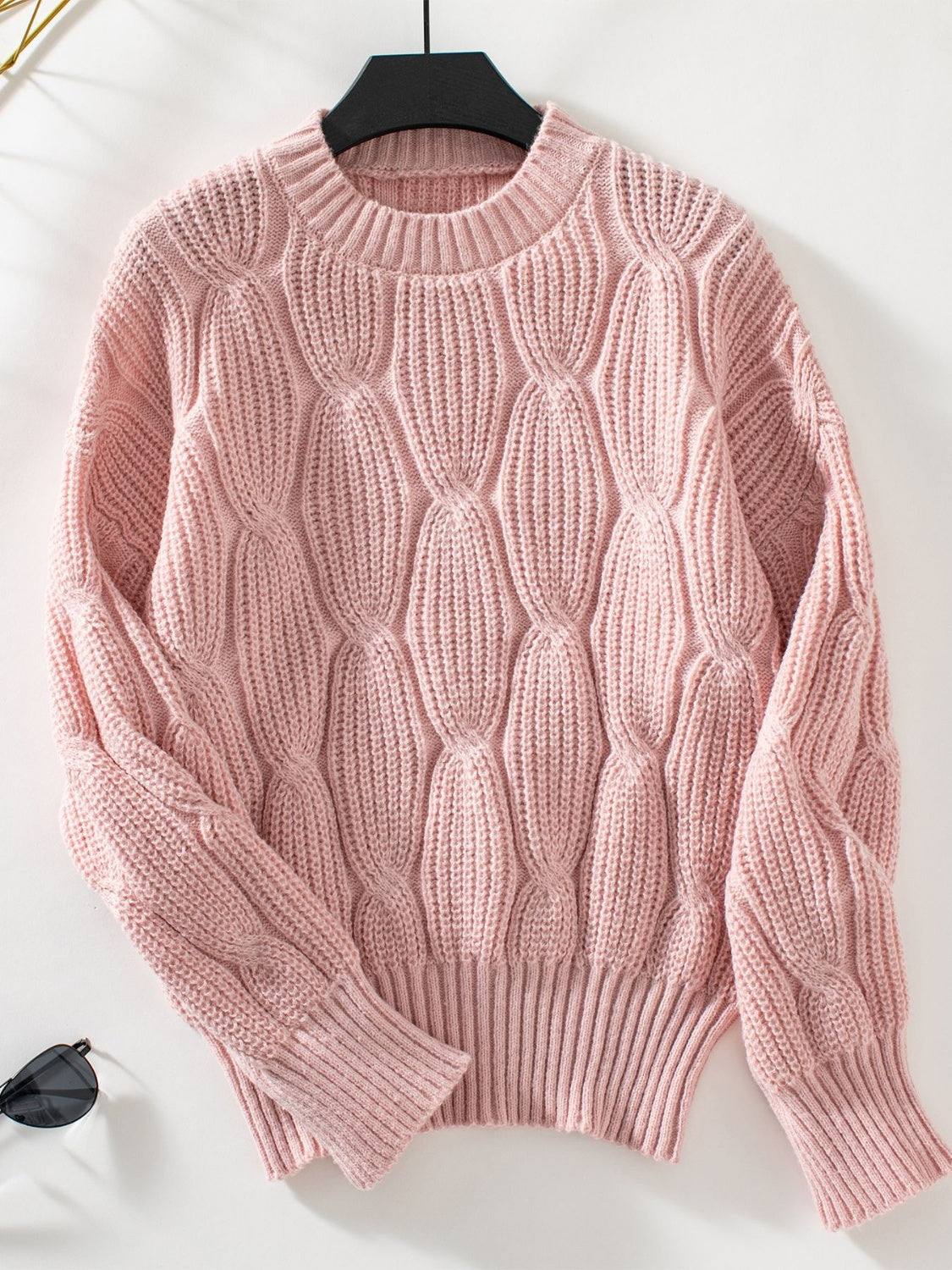 Round Neck Dropped Shoulder Sweater-Angel Casuals