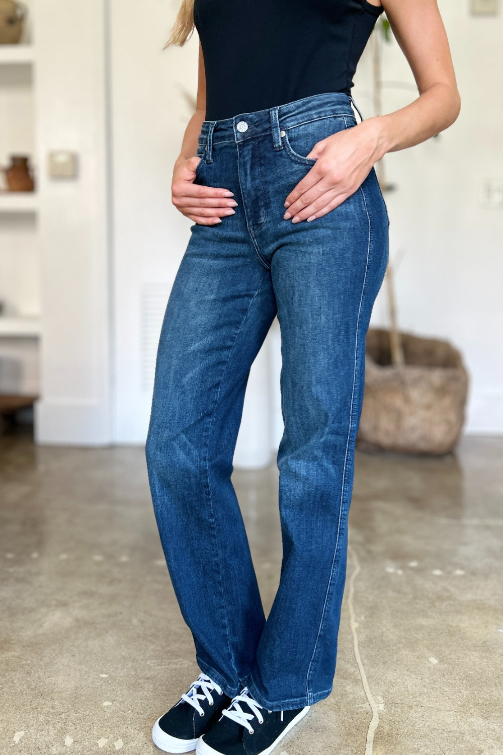 Judy Blue Full Size Tummy Control Straight Jeans-Angel Casuals