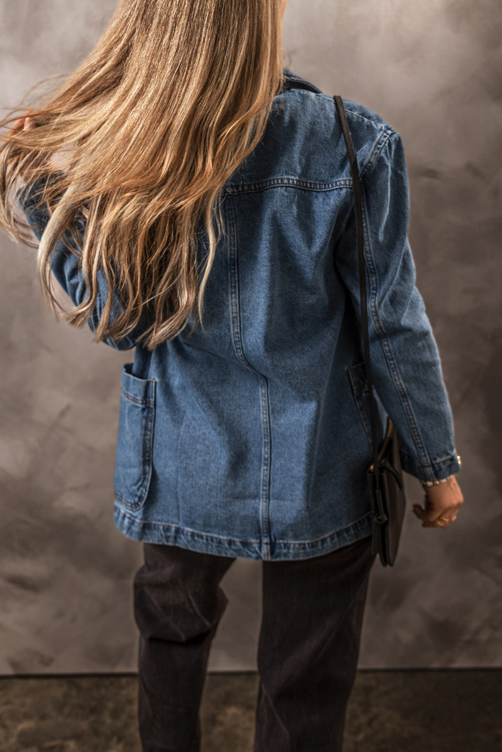 Pocketed Long Sleeve Denim Jacket-Angel Casuals