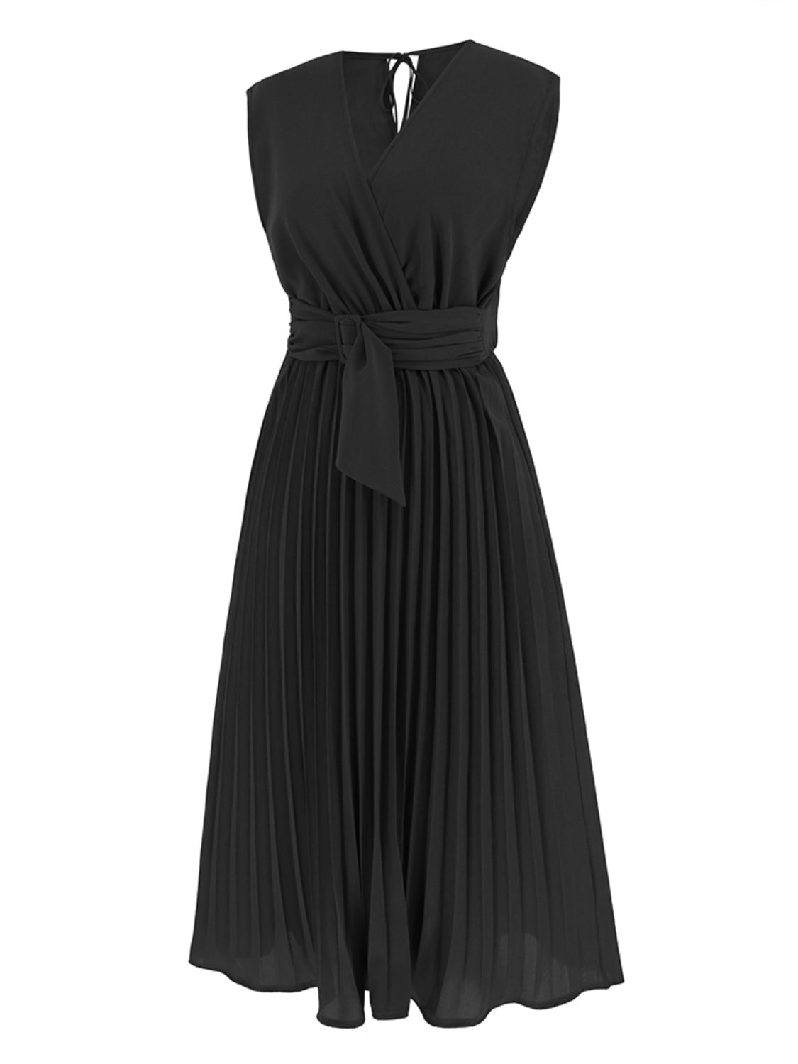 Tied Surplice Pleated Tank Dress-Angel Casuals