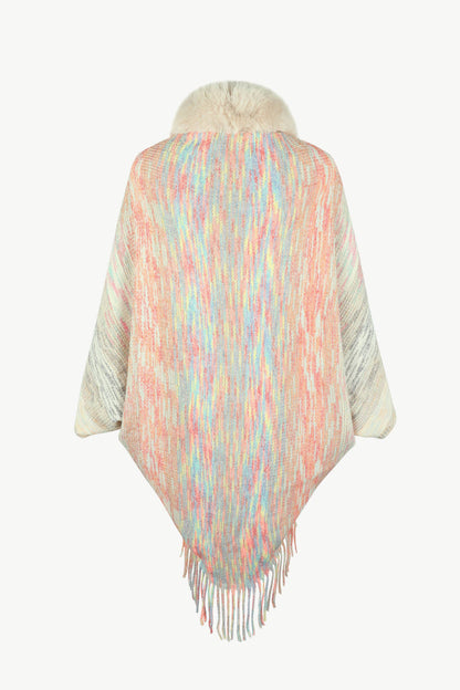 Open Front Fringe Hem Poncho-Angel Casuals