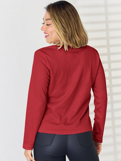 Notched Long Sleeve T-Shirt-Angel Casuals