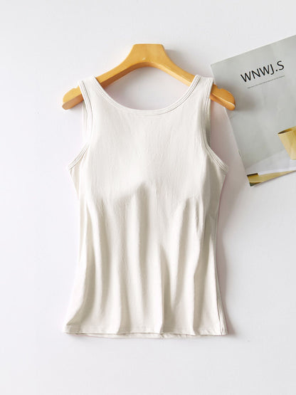 Round Neck Tank with Bra-Angel Casuals