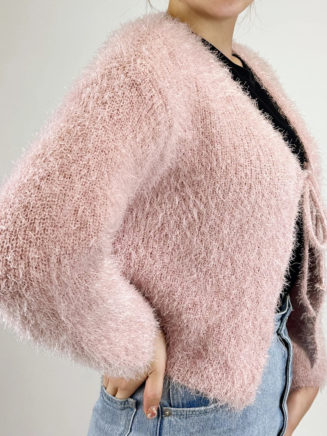 Tied Open Front Dropped Shoulder Cardigan-Angel Casuals