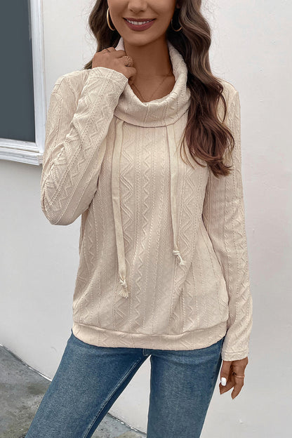 Perfee Tied Mock Neck Long Sleeve Knit Top-Angel Casuals