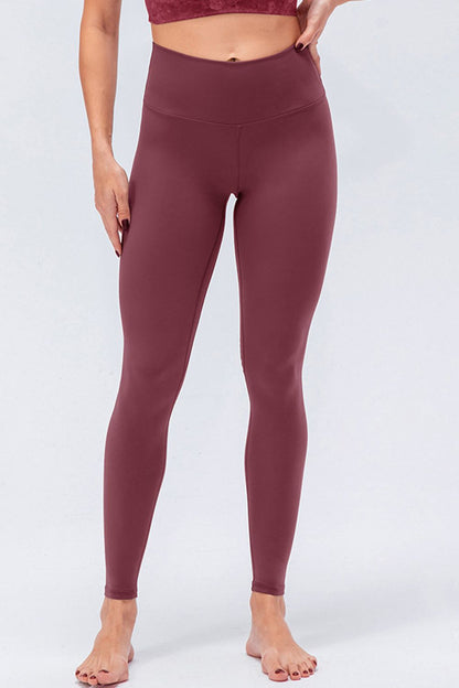 Wide Waistband Slim Fit Active Leggings-Angel Casuals