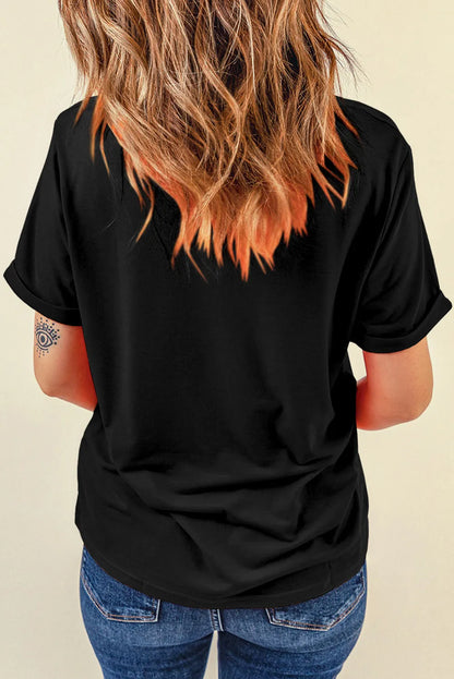 Graphic Round Neck Short Sleeve T-Shirt-Angel Casuals