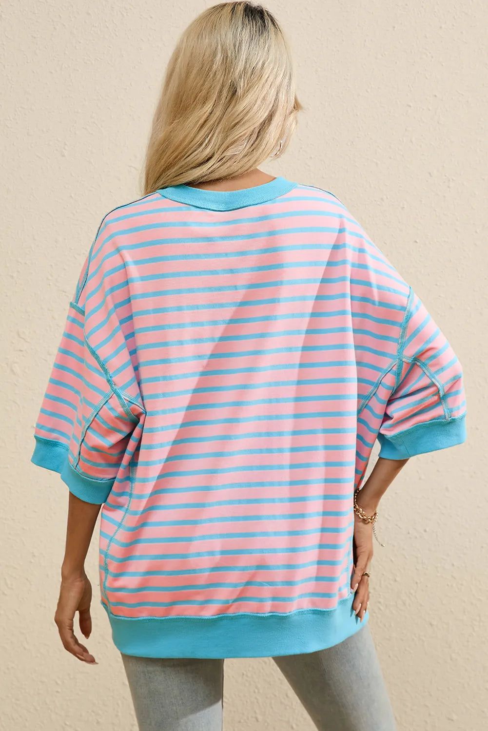 Boots Striped Round Neck Half Sleeve T-Shirt-Angel Casuals