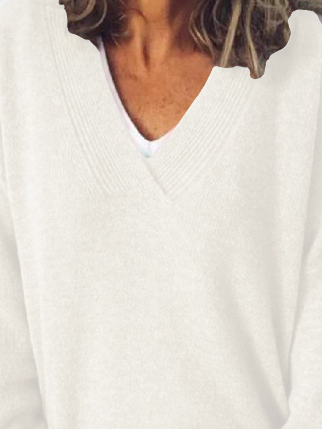 V-Neck Dropped Shoulder Sweater-Angel Casuals