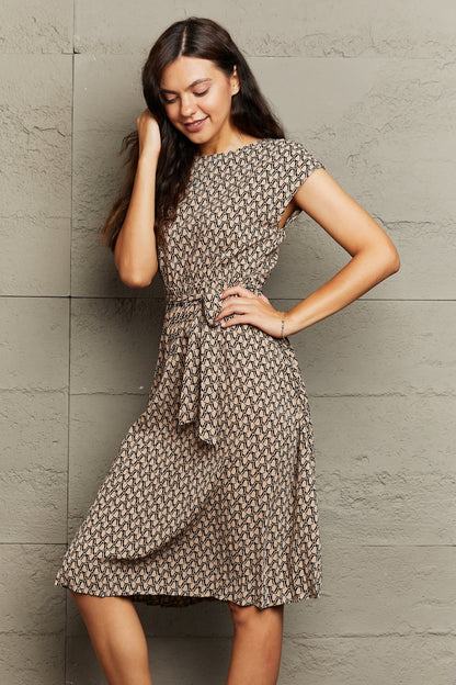 Round Neck Tie Waist Dress-Angel Casuals
