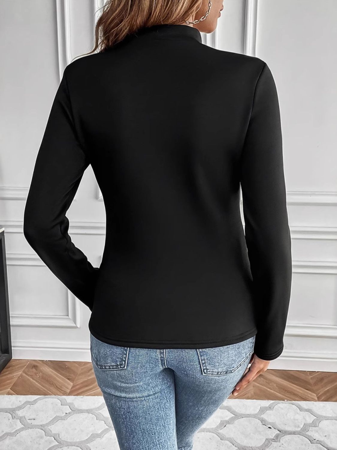 Mock Neck Long Sleeve T-Shirt-Angel Casuals