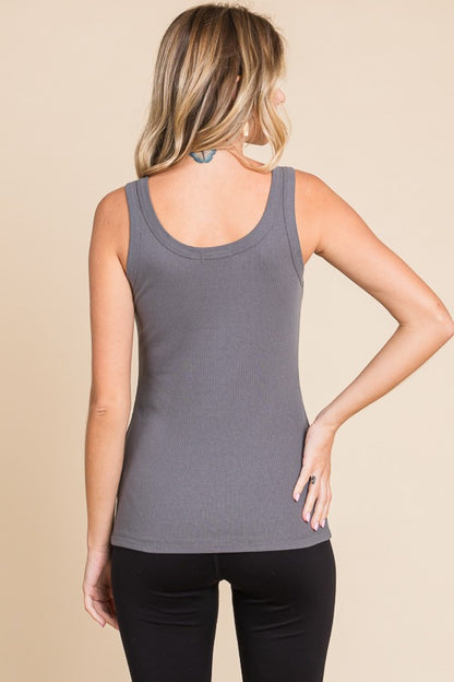 Culture Code Full Size Ribbed Scoop Neck Tank-Angel Casuals