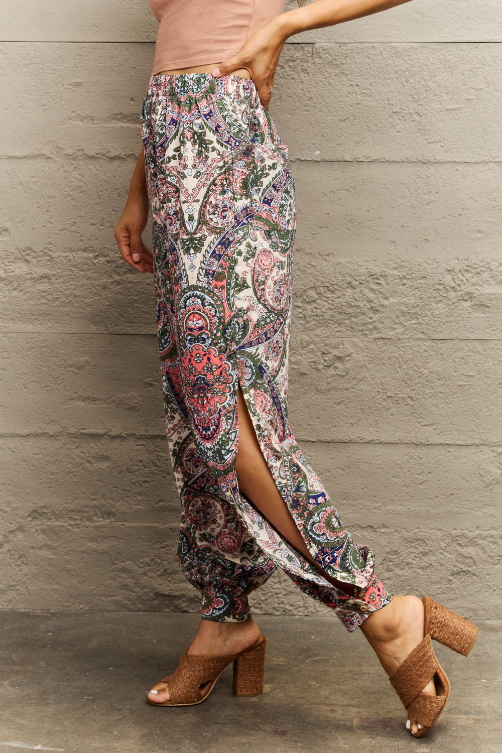 Printed Cutout Long Pants-Angel Casuals