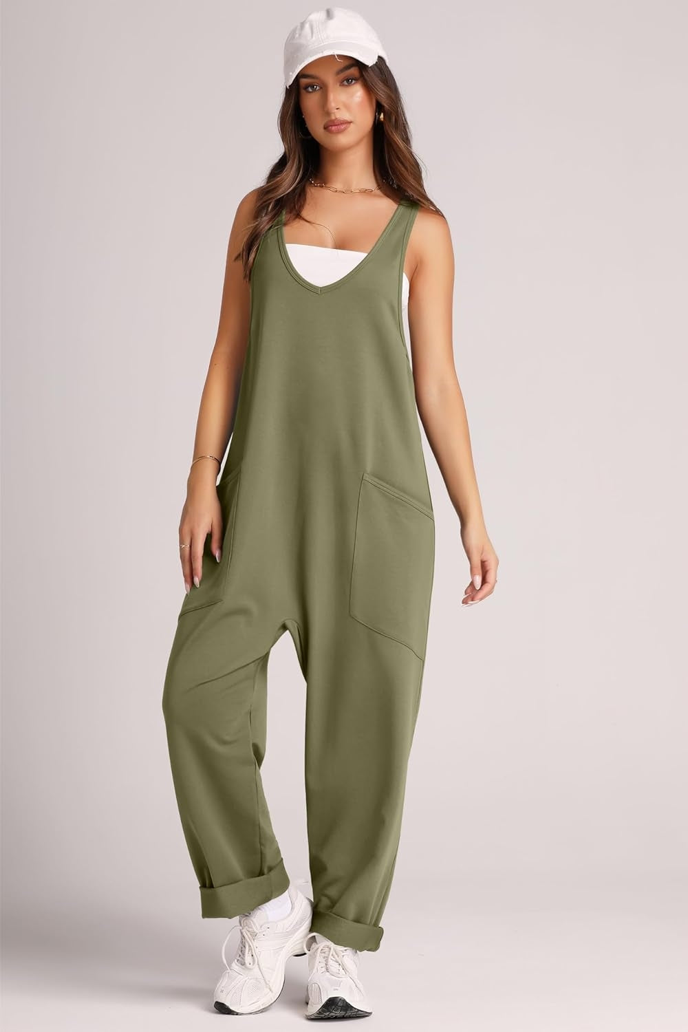 Wide Strap Jumpsuit with Pockets-Angel Casuals