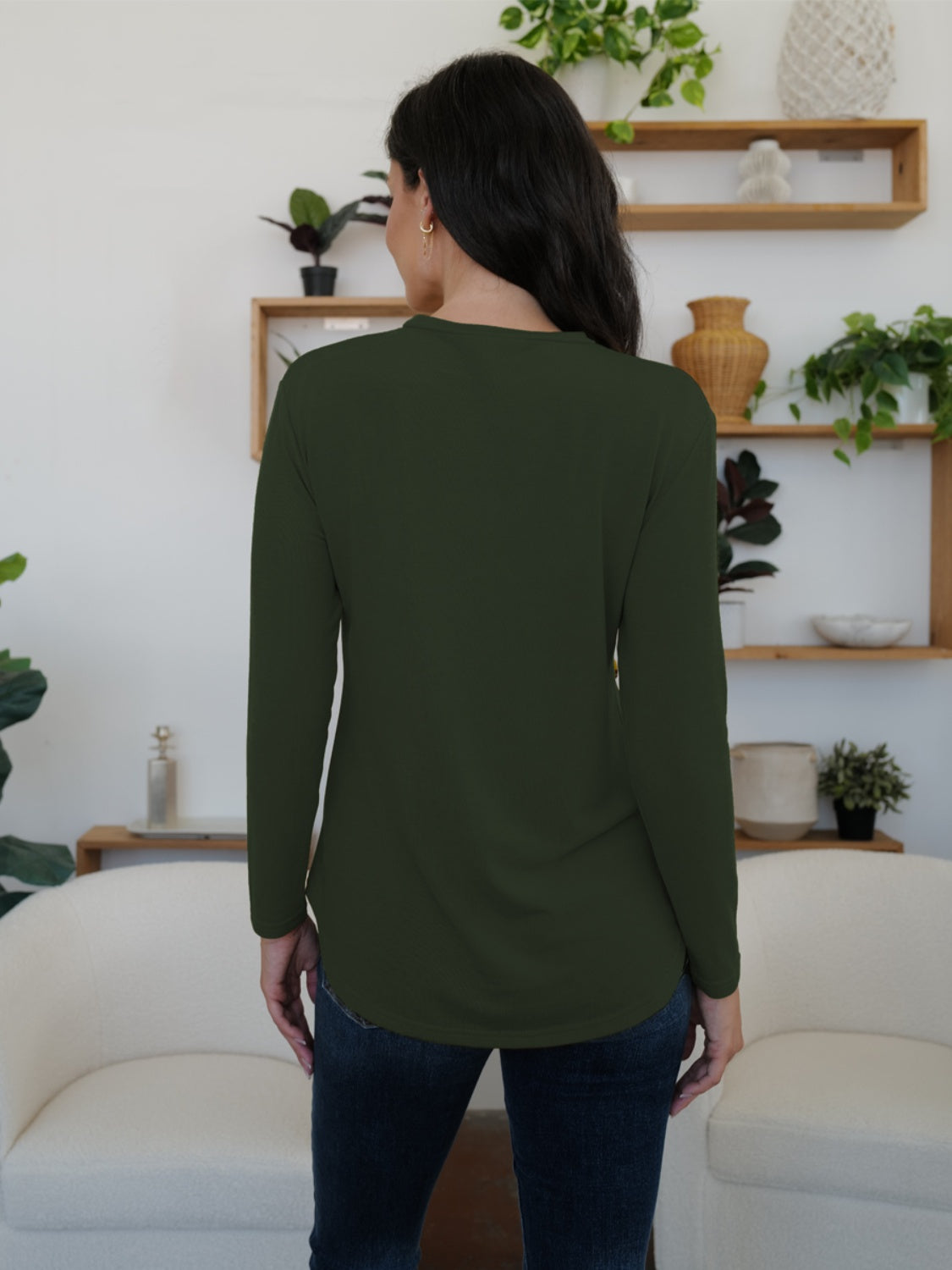 FAM-FAM Round Neck Long Sleeve T-Shirt-Angel Casuals