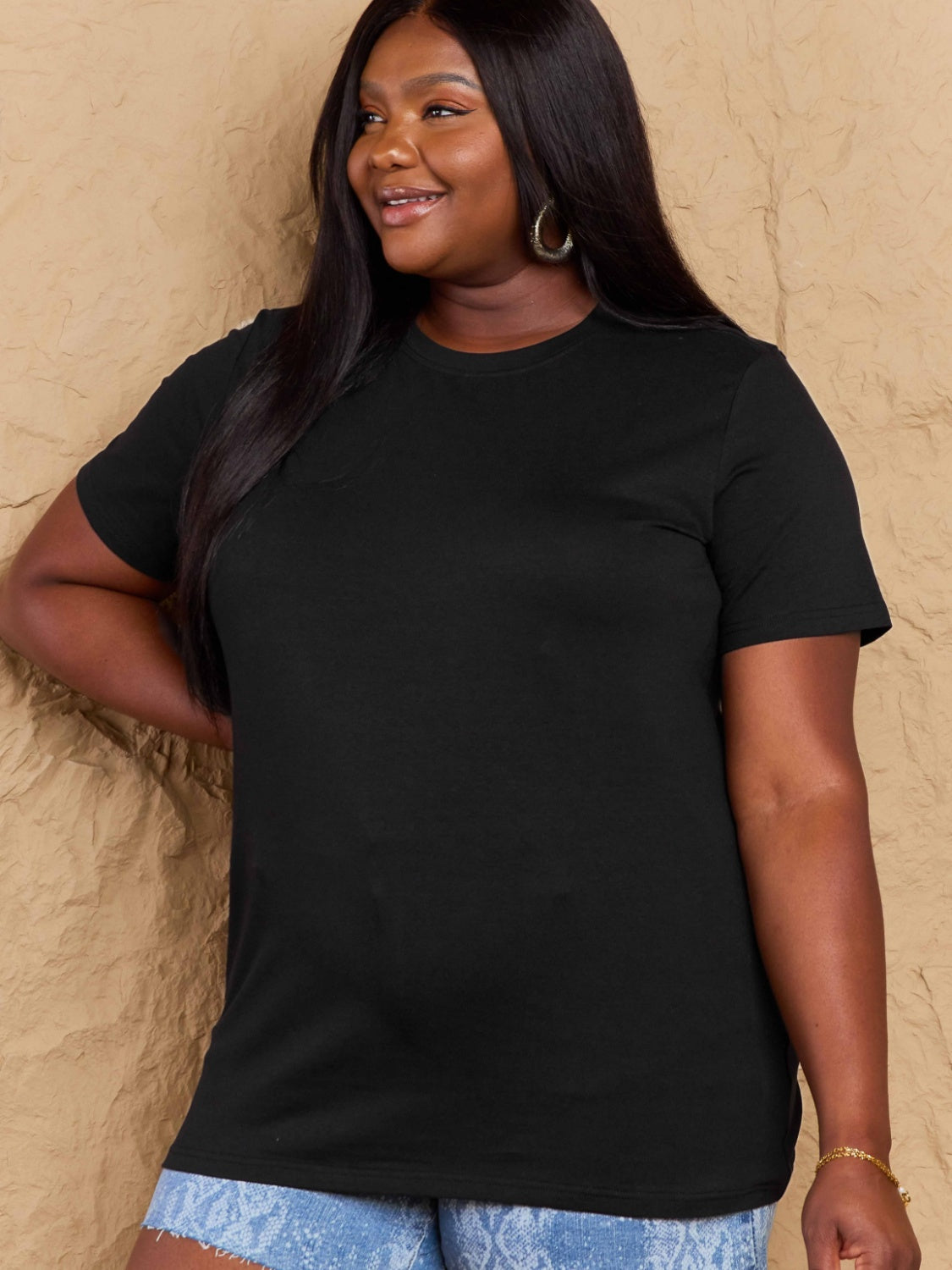 Full Size Round Neck Short Sleeve T-Shirt-Angel Casuals