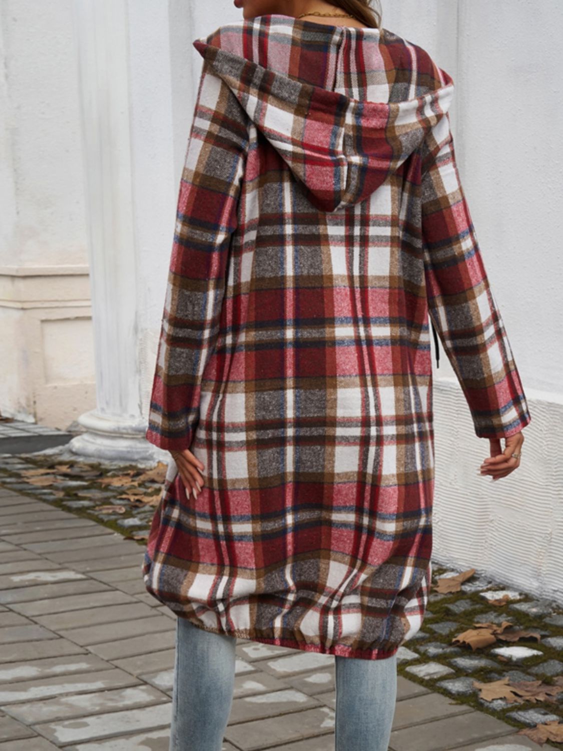 Devine Plaid Zip Up Hooded Coat-Angel Casuals