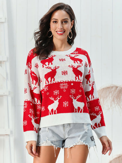 Reindeer Round Neck Sweater-Angel Casuals