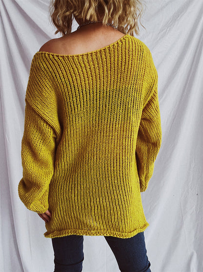 Boat Neck Dropped Shoulder Sweater-Angel Casuals