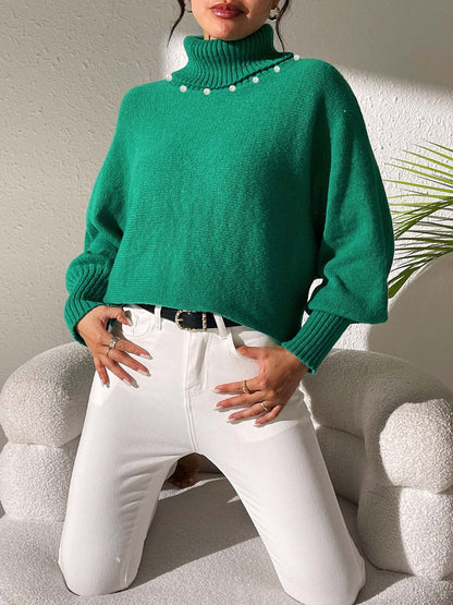 Turtleneck Long Sleeve Sweater-Angel Casuals