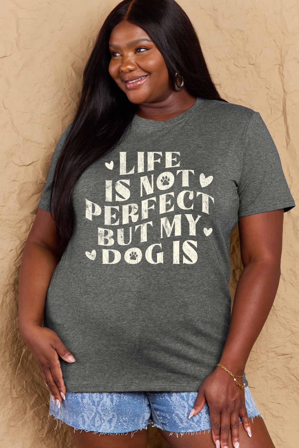 Simply Love Full Size Dog Slogan Graphic Cotton T-Shirt-Angel Casuals