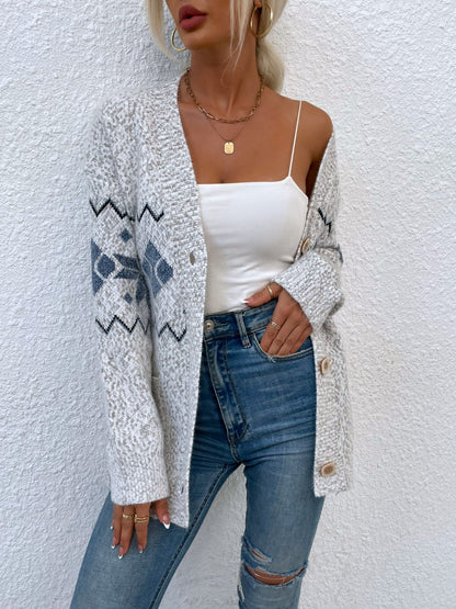 Heathered Pocketed Button Up Cardigan-Angel Casuals