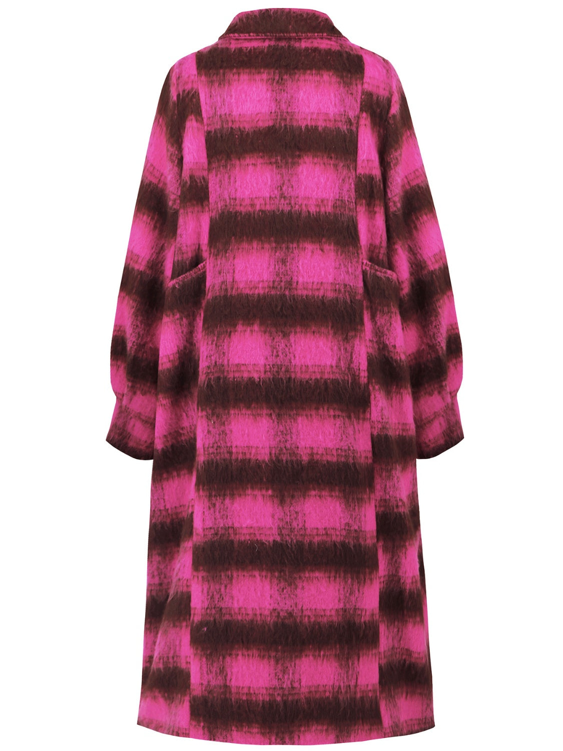 Contrast Double-Breasted Long Sleeve Longline Coat-Angel Casuals