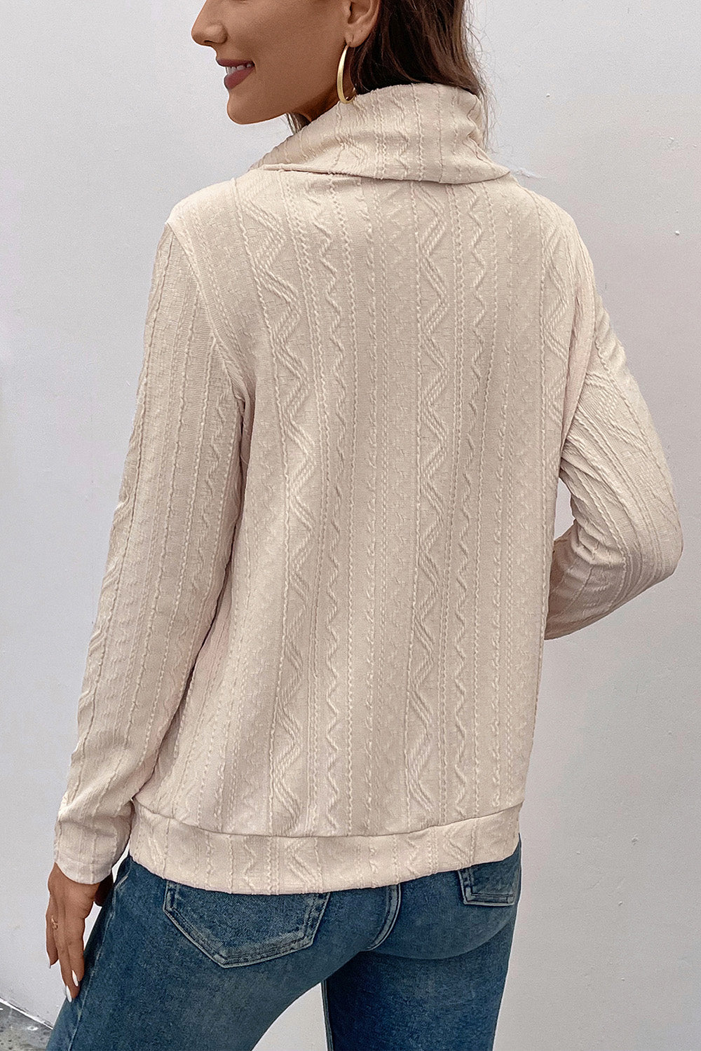 Perfee Tied Mock Neck Long Sleeve Knit Top-Angel Casuals