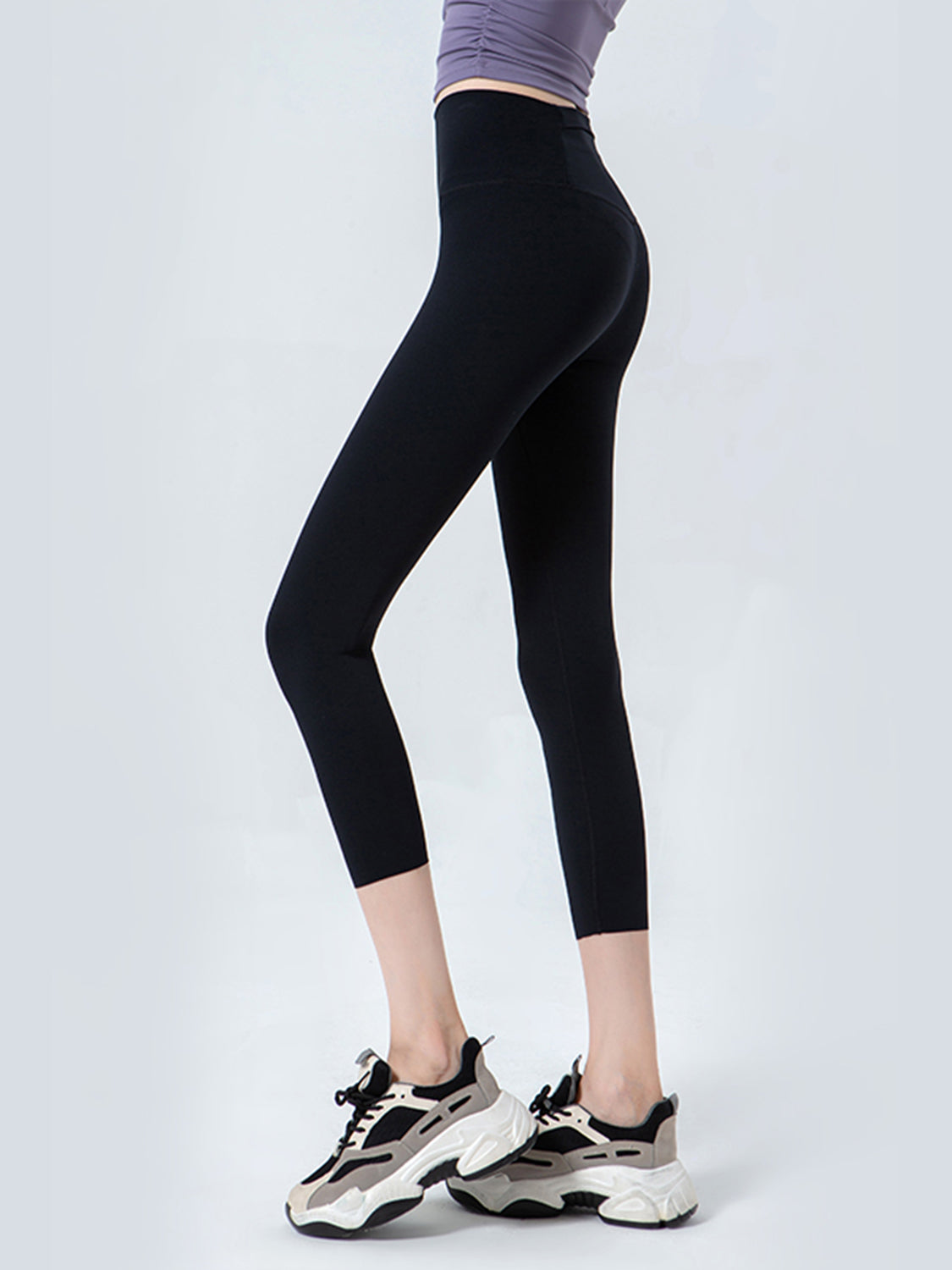 Wide Waistband Cropped Sports Leggings-Angel Casuals