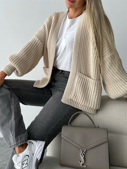 Open Front Dropped Shoulder Cardigan-Angel Casuals
