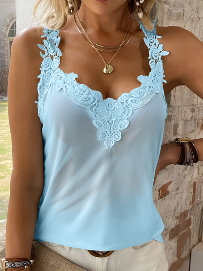 Full Size Lace Detail V-Neck Tank-Angel Casuals