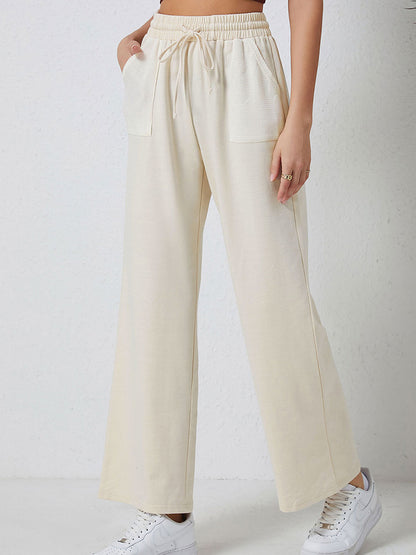 Smocked Waist Drawstring Pocketed Pants-Angel Casuals